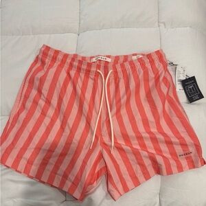 PacSun Coral Striped Swim Shorts